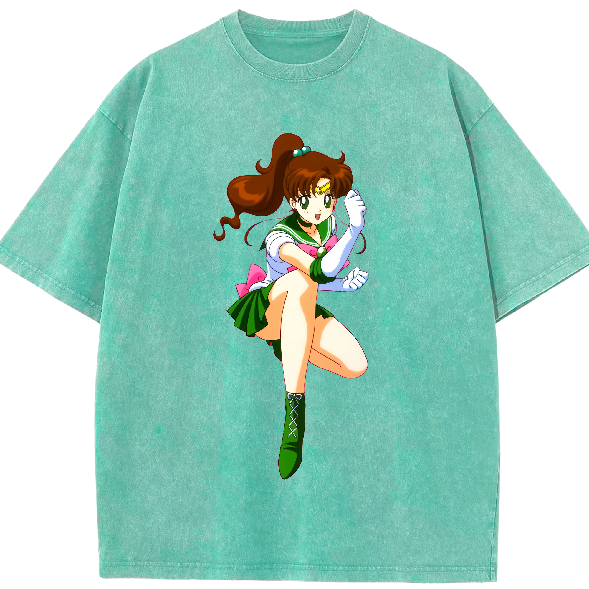 （画像用） 美少女戦士セーラームーン 木野 まこと きの まこと Sailor Moon Kino Makoto （セーラージュピター；Sailor Jupiter） 綿100% ヴィンテージ風 半袖Tシャツ（フロントプリント）
